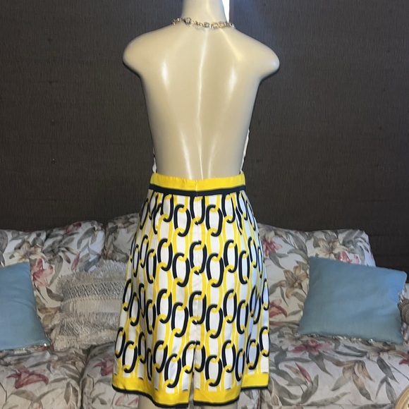 Milly 100% Silk Chain Link Halter Navy & Yellow - Picture 8 of 11